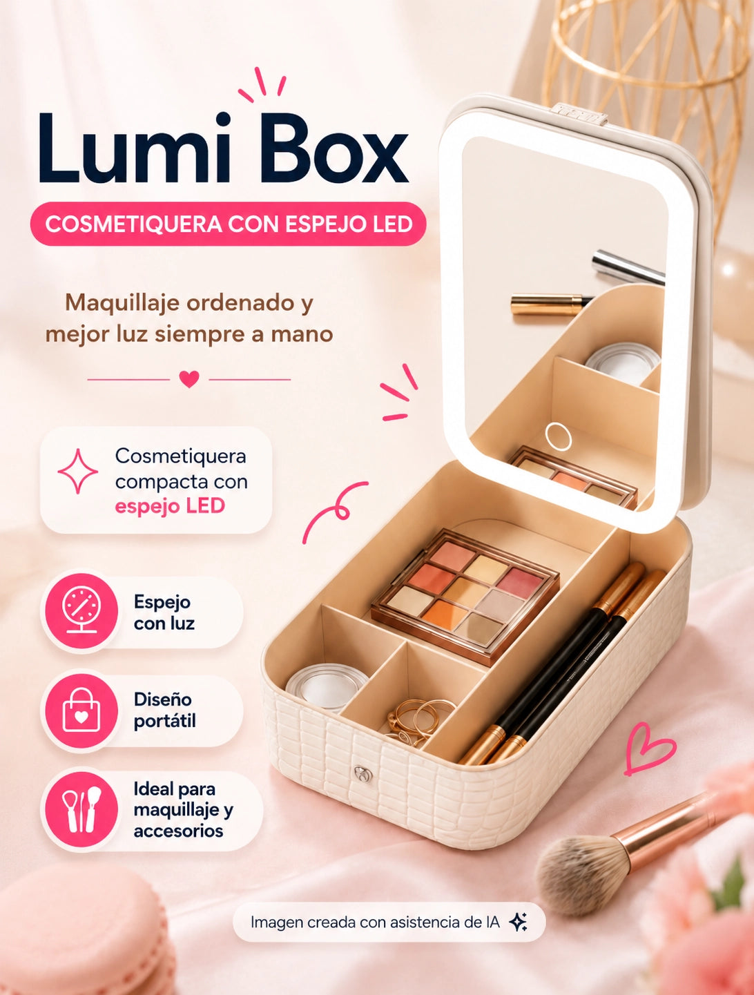 Lumi Box – Cosmetiquera Con Espejo LED