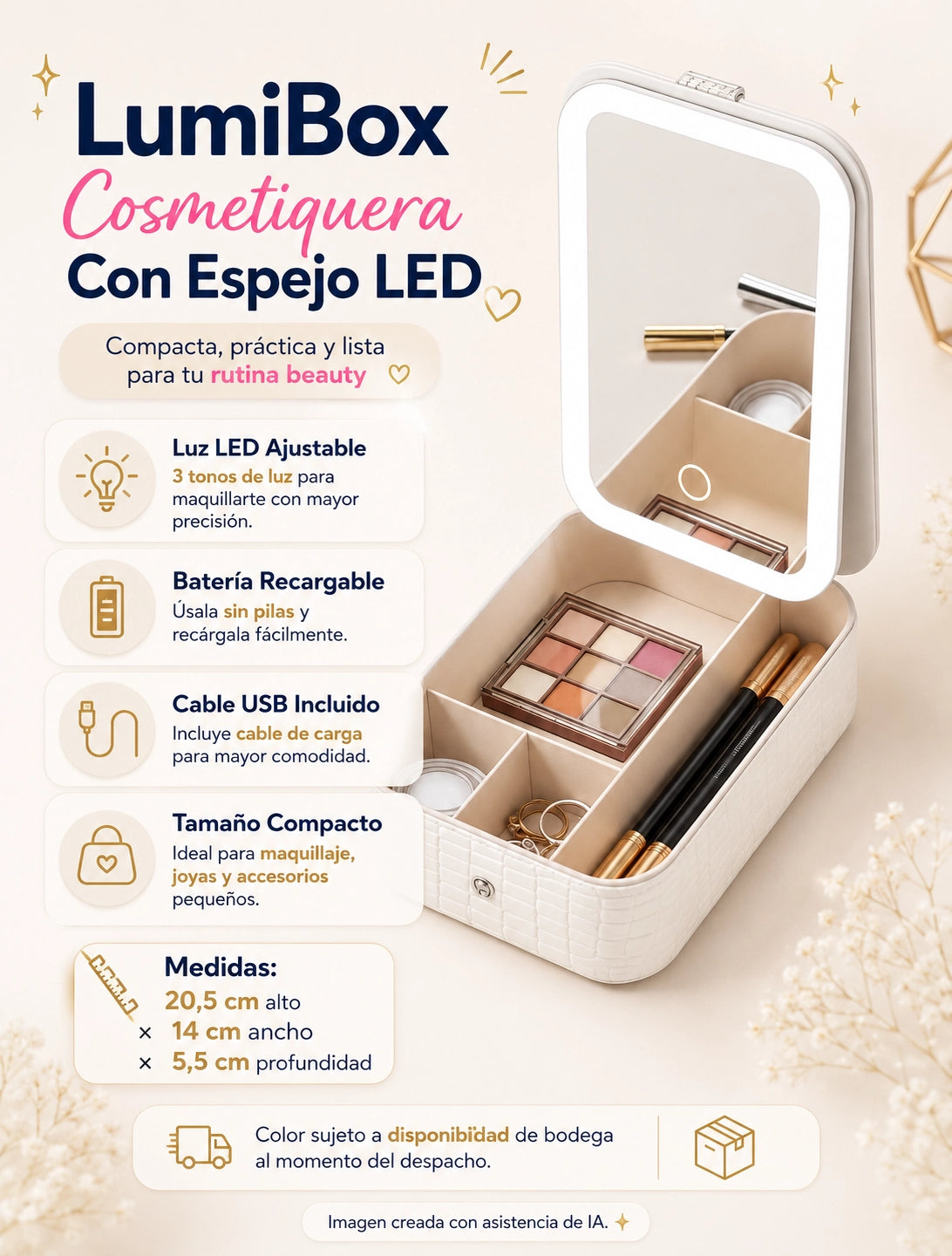 Lumi Box – Cosmetiquera Con Espejo LED